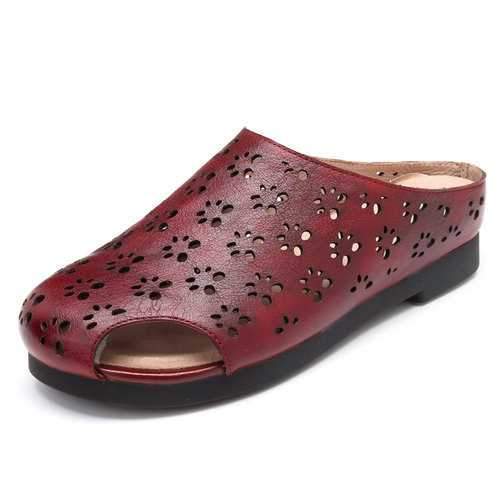 SOCOFY Soft Flat Genuine Leather Sandals