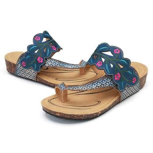 SOCOFY Forest Adjustable Leather Comfortable Flat Sandals