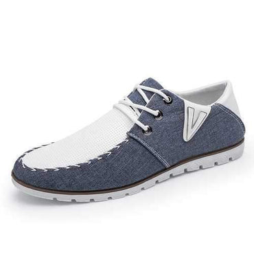 Men Color Blocking Fabric Lace Up Casual Shoes