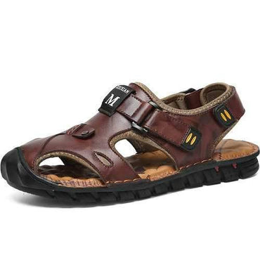 Men Hook Loop Outdoor Leather Sandals