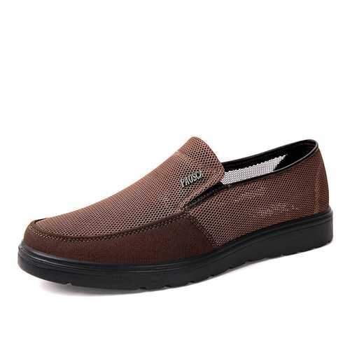 Men Mesh Fabric Flat Slip Ons