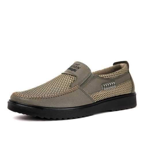 Men Old Peking Style Mesh Splicing Flat Casual Shoes