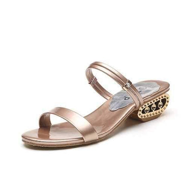 Metallic Beaded Wedge Heel Sandals