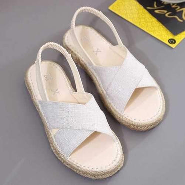 Espadrilles Flax Opened Toe Slip On Summer Flat Sandals