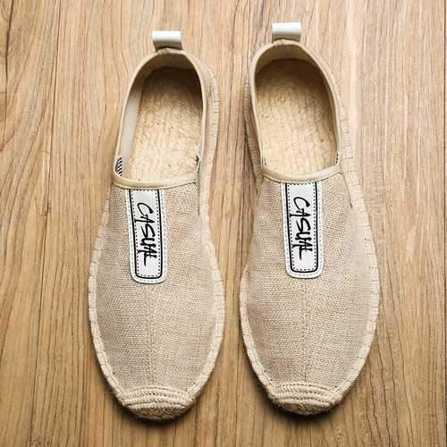 Men Linen Brethable Slip On Espadrilles