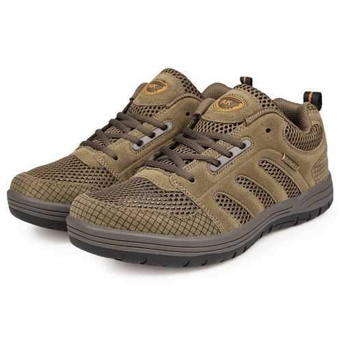 Men Mesh Splicing Lace Up Hiking Sneakers