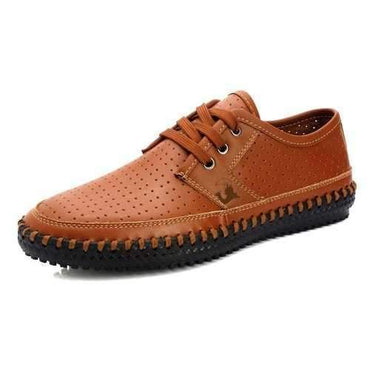 Men Hole Lace Up Leather Shoes