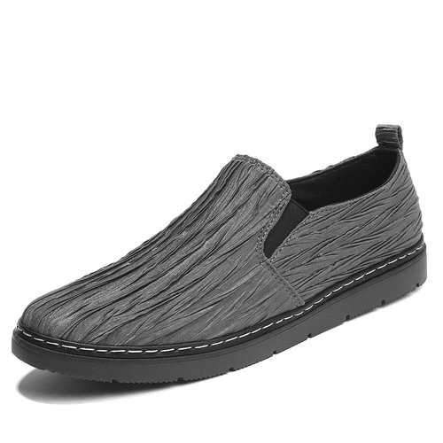 Men Pleated Fabric Soft Slip On Trainers