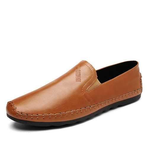 Men Hand Stitching Soft Slip On Loafers