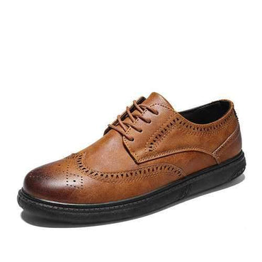 Men Vintage Carved Brogue Lace Up Oxfords