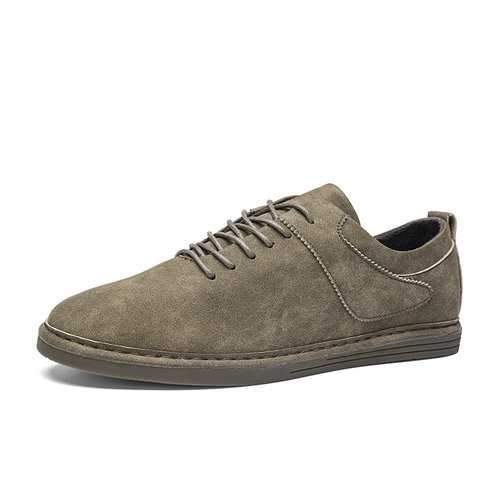 Men Microfiber Leather Flat Lace Up Casual Oxfords