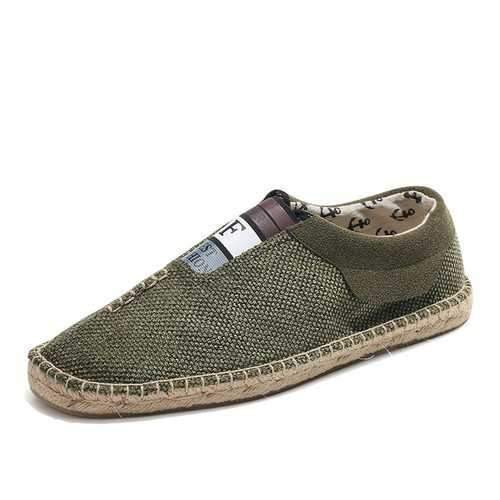 Men Linen Breathable Slip On Espadrilles