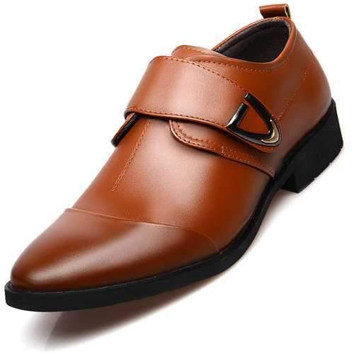 Men Cap Toe Hook Loop Dress Shoes