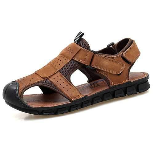 Men Slip Resistant Genuine Leather Sandals