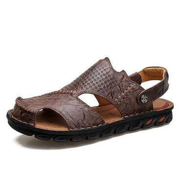 Men Genuine Leather Hollow Outdoor Sandals