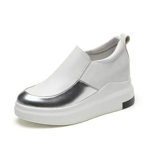 Stylish Patented Leather Platform Sneakers