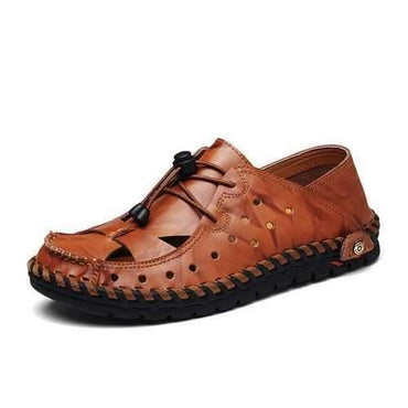 Men Hollow Stitching Leather Sandals