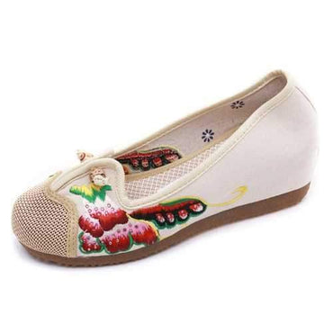 Bow Canvas Embroidery Flat Shoes