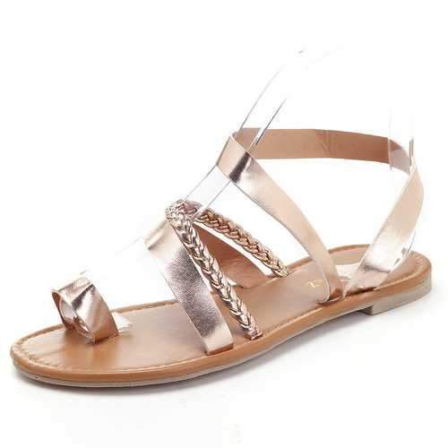 Patent Leather Clip Toe Slip On Sandals