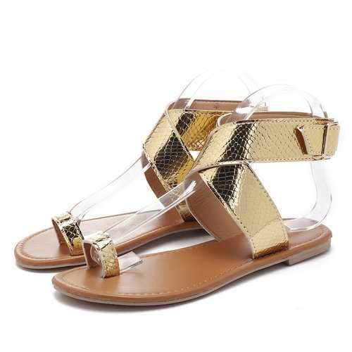 Patent Leather Snakeskin Clip Toe Sandals