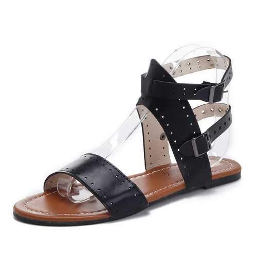 Open Toe Buckle Lady Flat Sandals