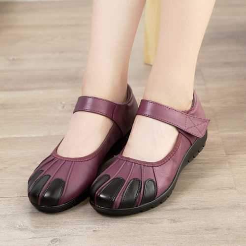 SOCOFY Retro Leather Soft Flat Sandals