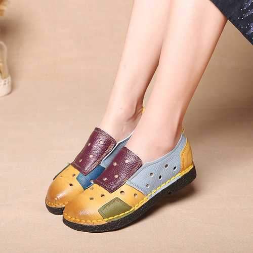 SOCOFY Soft Hollow Out Flat Casual Loafers