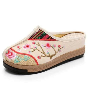 Plum Blossom Backless Loafers