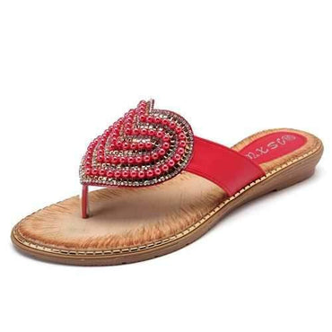 Heart Rhinestone Bohemia Flat Sandals