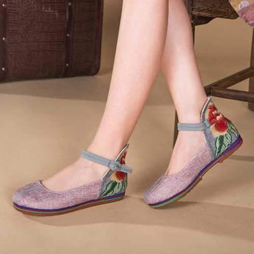 Chinese Button Embroidery Ethnic Flats