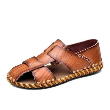 Men Leather Hand Stitching Beach Sandals