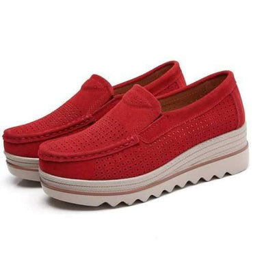 Breathable Hollow Suede Platform Casual Shoes