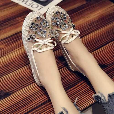 Rhinestone Mesh Flat Loafers