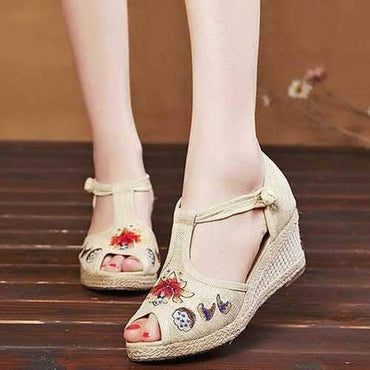 Folkways Wedges Canvas Sandals