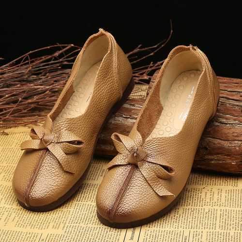 Bowknot Leather Vintage Shoes