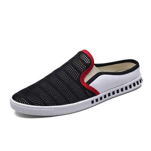 Men Color Blocking Mesh Breathable Slip On Backless