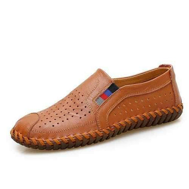 Men Genuine Leather Hole Casual Shoes