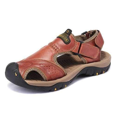 Men Anti-collision Toe Genuine Leather Sandals