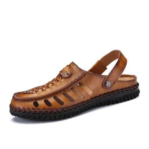 Men Woven Style Outdoor Leather Sandals