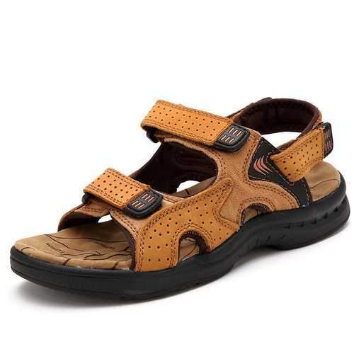 Men Genuine Leather Comfortable Sole Outdoor Sandals