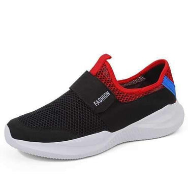 Men Mesh Fabric Hook Loop Sneakers