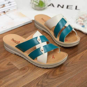 Backless Button Flat Sandals