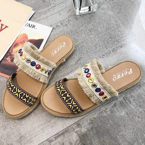 Tassel Bohemia Holiday Flat Casual Beach Slippers