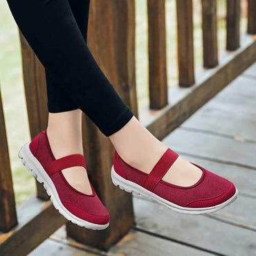 Elastic Band Mesh Walking Flat Shoes