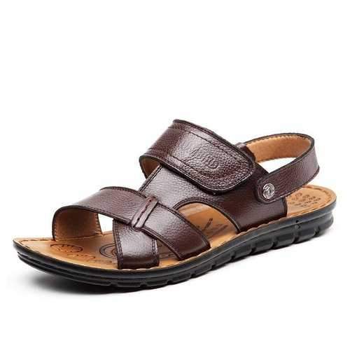 Men Opened Toe Leather Hook Loop Sandals