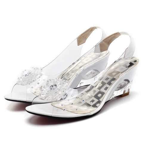 Transparent Flower Wedge Pumps Sandals