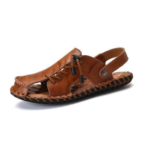 Men Non Adhesives Hand Stitching Sandals