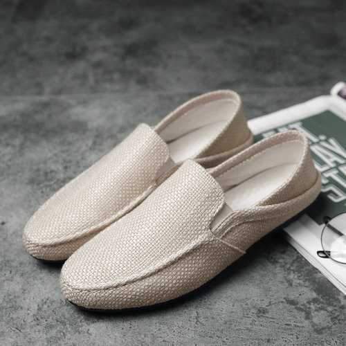 Men Woven Style Linen Driving Shoes