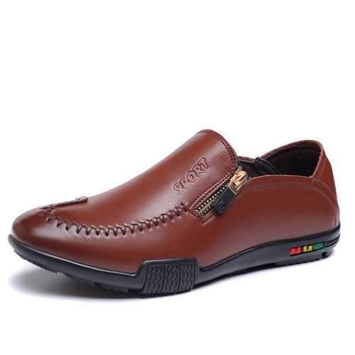 Men Microfiber Leather Side Zippe Loafers