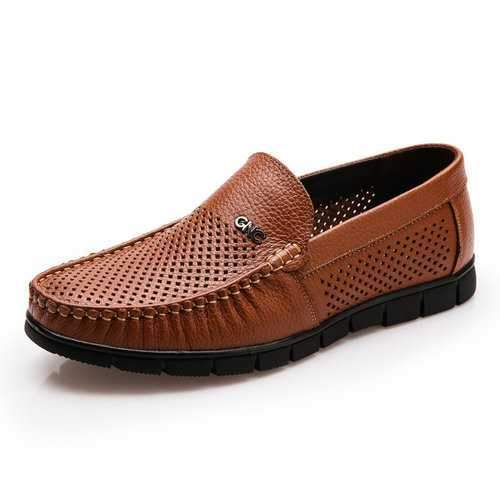 Men Classic Moc Toe Slip On Leather Loafers